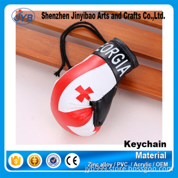 hot sale product in 2016 custom leather country flag logo mini boxing glove keychain